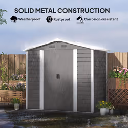 Outsunny 7 x 4ft Upgraded Metal Shed with Lock, Easy to Assemble, Light Grey - Additional view 5