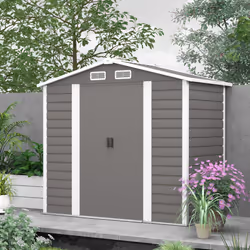 Outsunny 7 x 4ft Upgraded Metal Shed with Lock, Easy to Assemble, Light Grey - Additional view 8