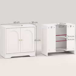 HOMCOM Modern Under Sink Cabinet for Basin without or with Pedestal, White - Additional view 2