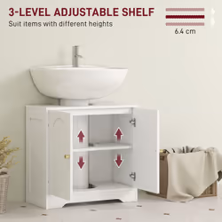 HOMCOM Modern Under Sink Cabinet for Basin without or with Pedestal, White - Additional view 4