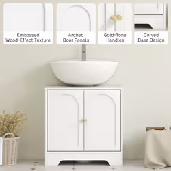 HOMCOM Modern Under Sink Cabinet for Basin without or with Pedestal, White - Additional view 6