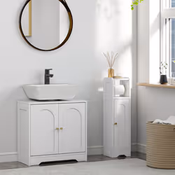 HOMCOM Modern Under Sink Cabinet for Basin without or with Pedestal, White - Additional view 7