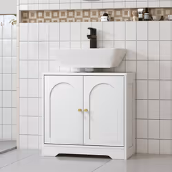 HOMCOM Modern Under Sink Cabinet for Basin without or with Pedestal, White - Additional view 8