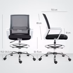HOMCOM Draughtsman Chair, Mesh Ergonomic Drafting Chair - Black