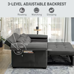 HOMCOM Click Clack Sofa Bed 2 Seater Sofa Bed for Living Room Charcoal Grey