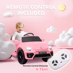 AIYAPLAY Volkswagen Beetle Licensed 12V Ride on Car w/ Remote Control, Pink