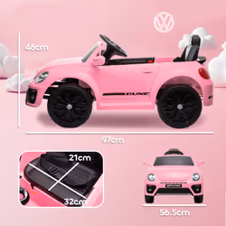 AIYAPLAY Volkswagen Beetle Licensed 12V Ride on Car w/ Remote Control, Pink - Additional view 7