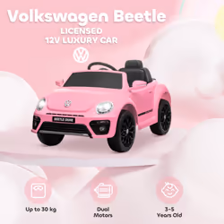 AIYAPLAY Volkswagen Beetle Licensed 12V Ride on Car w/ Remote Control, Pink - Additional view 8
