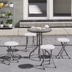 Outsunny Folding Stool Set of 4, Decorative Garden Stool Set, White