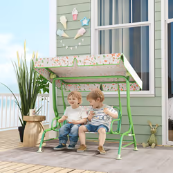 AIYAPLAY Kids Garden Swing Chair, Swing Seat with Adjustable Canopy, Green