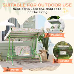 AIYAPLAY Kids Garden Swing Chair, Swing Seat with Adjustable Canopy, Green - Additional view 5