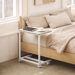 HOMCOM C-Shaped Sofa Side Table, Height Adjustable Overbed Table, Oak - Additional view 7