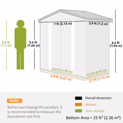Outsunny 7 x 4ft Upgraded Metal Shed with Lock, Easy to Assemble, Dark Grey - Additional view 5