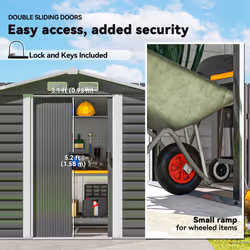 Outsunny 7 x 4ft Upgraded Metal Shed with Lock, Easy to Assemble, Dark Grey - Additional view 6