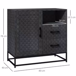 HOMCOM Cupboard with Adjustable Shelf, Open Compartment, 2 Drawers, Black