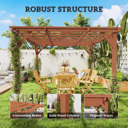 Outsunny 3.3 x 3.3(m) Wooden Pergola Kit, Graden Pergola Gazebo