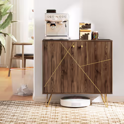 HOMCOM Sideboard Storage Cabinet with Luxurious Steel Lines Steel Legs Brown - Additional view 6