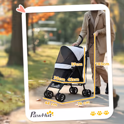 PawHut Lightweight Foldable Dog Stroller for Mini Dogs, Light Grey
