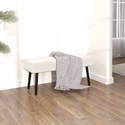 HOMCOM End of Bed Bench with Thick Padding for Entryway, Cream White - Additional view 5