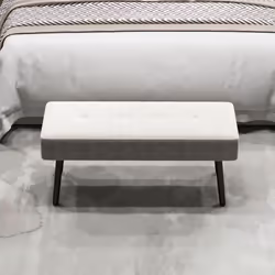 HOMCOM End of Bed Bench with Thick Padding for Entryway, Cream White - Additional view 6