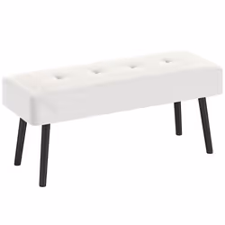 HOMCOM End of Bed Bench with Thick Padding for Entryway, Cream White - Additional view 7