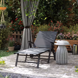 Outsunny Folding Sun Lounger w/ Wheels, 5-Position Adjustable Lounge, Grey