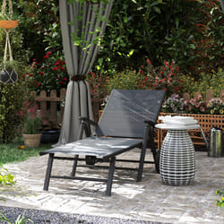 Outsunny Folding Sun Lounger w/ Wheels, 5-Position Adjustable Lounge, Grey