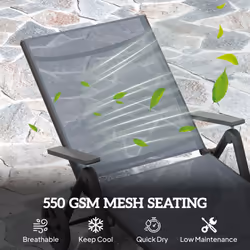 Outsunny Folding Sun Lounger w/ Wheels, 5-Position Adjustable Lounge, Grey - Additional view 4