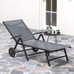 Outsunny Folding Sun Lounger w/ Wheels, 5-Position Adjustable Lounge, Grey - Additional view 6