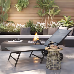 Outsunny Folding Sun Lounger w/ Wheels, 5-Position Adjustable Lounge, Grey - Additional view 7