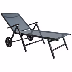 Outsunny Folding Sun Lounger w/ Wheels, 5-Position Adjustable Lounge, Grey - Additional view 8