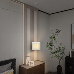 HOMCOM Linen Pendant Light, E27 Lampshade for Living Room, Bedroom, White