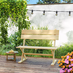 Outsunny 2 Seater Wooden Garden Bench Outdoor Loveseat with Back, Natural