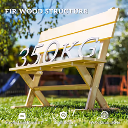 Outsunny 2 Seater Wooden Garden Bench Outdoor Loveseat with Back, Natural