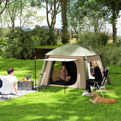 Outsunny Inflatable Camping Tent, Easy Setup 2 Man Tent - Brown