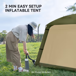 Outsunny Inflatable Camping Tent, Easy Setup 2 Man Tent - Brown