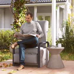 Outsunny Rattan Garden Recliner Chair Sun Lounger w/ Side Tray - Grey