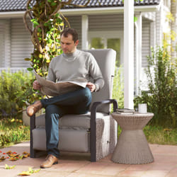 Outsunny Rattan Garden Recliner Chair Sun Lounger w/ Side Tray - Grey