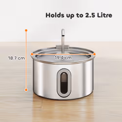 PawHut 2.5L Cat Water Fountain for Drinking Stainless Steel Ultra-Silent - Additional view 4