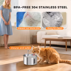 PawHut 2.5L Cat Water Fountain for Drinking Stainless Steel Ultra-Silent - Additional view 5