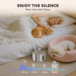 PawHut 2.5L Cat Water Fountain for Drinking Stainless Steel Ultra-Silent - Additional view 7