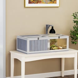 PawHut Wooden Tortoise House with Lamp Holder, Clear Windows