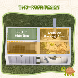 PawHut Wooden Tortoise House with Lamp Holder, Clear Windows