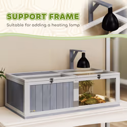 PawHut Wooden Tortoise House with Lamp Holder, Clear Windows