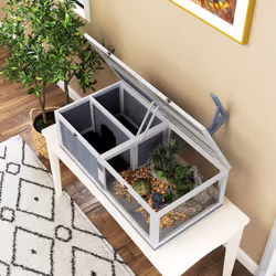 PawHut Wooden Tortoise House with Lamp Holder, Clear Windows - Additional view 5