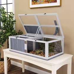 PawHut Wooden Tortoise House with Lamp Holder, Clear Windows - Additional view 6