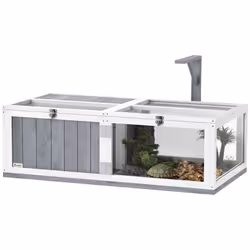 PawHut Wooden Tortoise House with Lamp Holder, Clear Windows - Additional view 8