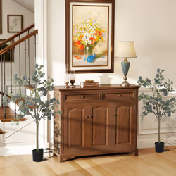 HOMCOM 2 Pack Artificial Plants, Faux Silk Eucalyptus Trees, 120cm
