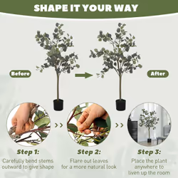 HOMCOM 2 Pack Artificial Plants, Faux Silk Eucalyptus Trees, 120cm - Additional view 5