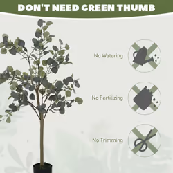HOMCOM 2 Pack Artificial Plants, Faux Silk Eucalyptus Trees, 120cm - Additional view 6